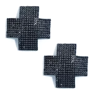 Cache-tétons croix strass noir