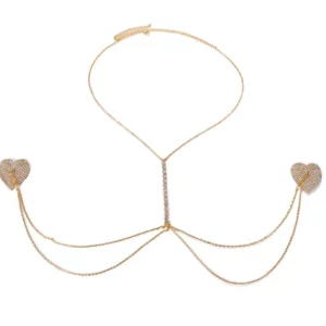 Cache-tétons coeurs collier doré