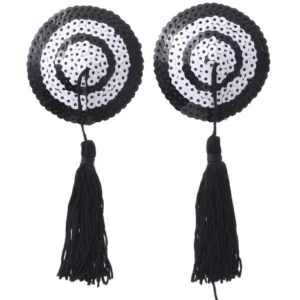 Cache-tétons en sequin noir et blanc