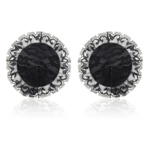 Cache-tétons ronds en dentelle noir