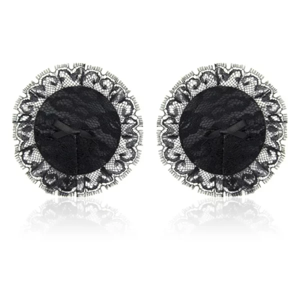 Cache-tétons ronds en dentelle noir