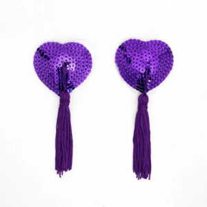 Cache-tétons cœurs sequin violet