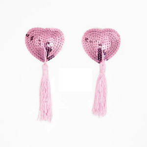 Cache-tétons cœurs sequin rose