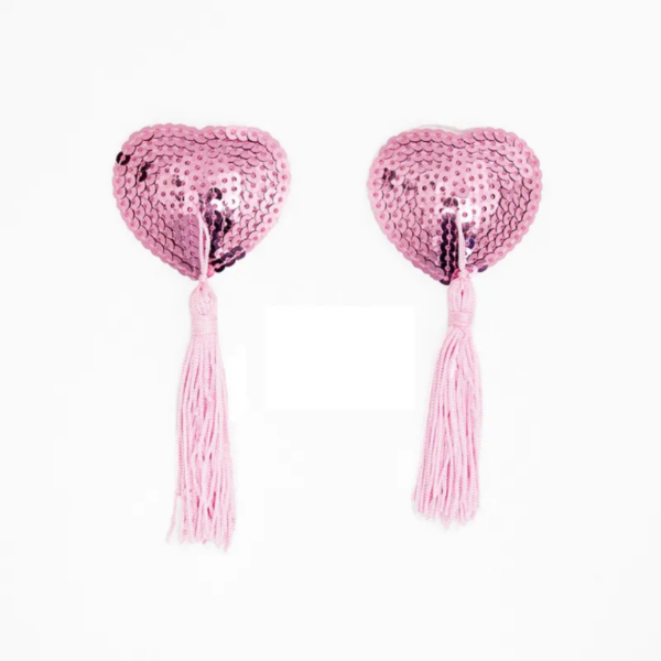 Cache-tétons cœurs sequin rose